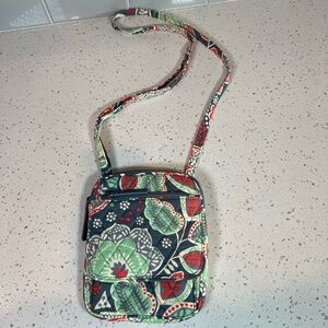 Vera Bradley Mini Hipster Crossbody Bag Nomadic Floral Gray Green Coral Bag  EUC